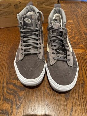 Vans Gray High-Top Sneakers with White Side Stripe